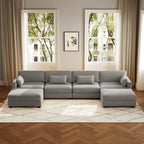 6-Piece U Shaped Couch Modular Sectional Sofa with Ottoman