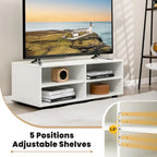 Gymax Media Console Entertainment Center 4-Cubby TV Stand Cabinet w/