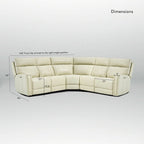 104  W 3-Color Genuine Leather Power Reclining sectional sofa With Zero Gravity, USB&USB-C Ports, 2StationaryArmlesschairs