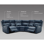 104  W 3-Color Genuine Leather Power Reclining sectional sofa With Zero Gravity, USB&USB-C Ports, 2StationaryArmlesschairs