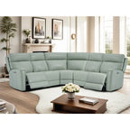 104  W 3-Color Genuine Leather Power Reclining sectional sofa With Zero Gravity, USB&USB-C Ports, 2StationaryArmlesschairs