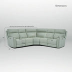 104  W 3-Color Genuine Leather Power Reclining sectional sofa With Zero Gravity, USB&USB-C Ports, 2StationaryArmlesschairs