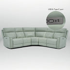 104  W 3-Color Genuine Leather Power Reclining sectional sofa With Zero Gravity, USB&USB-C Ports, 2StationaryArmlesschairs