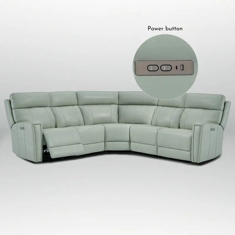 104  W 3-Color Genuine Leather Power Reclining sectional sofa With Zero Gravity, USB&USB-C Ports, 2StationaryArmlesschairs