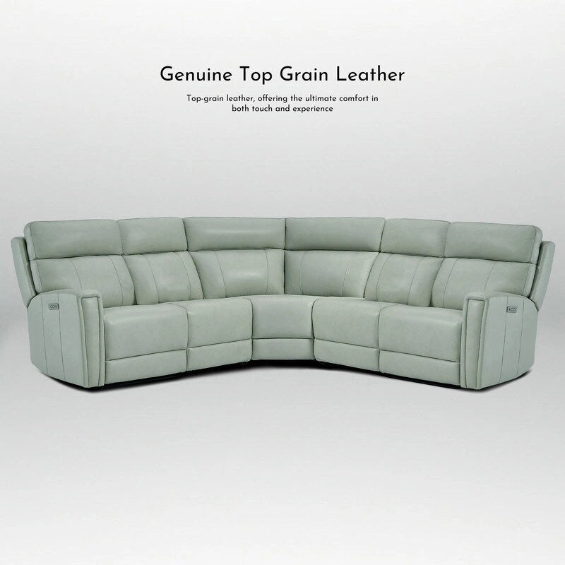 104  W 3-Color Genuine Leather Power Reclining sectional sofa With Zero Gravity, USB&USB-C Ports, 2StationaryArmlesschairs