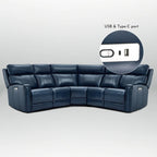 104  W 3-Color Genuine Leather Power Reclining sectional sofa With Zero Gravity, USB&USB-C Ports, 2StationaryArmlesschairs