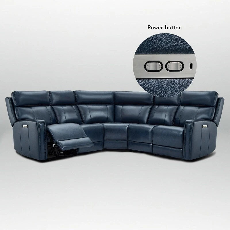 104  W 3-Color Genuine Leather Power Reclining sectional sofa With Zero Gravity, USB&USB-C Ports, 2StationaryArmlesschairs