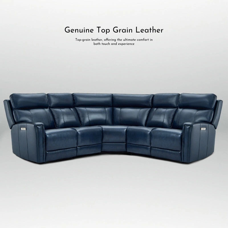 104  W 3-Color Genuine Leather Power Reclining sectional sofa With Zero Gravity, USB&USB-C Ports, 2StationaryArmlesschairs