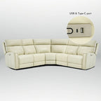 104  W 3-Color Genuine Leather Power Reclining sectional sofa With Zero Gravity, USB&USB-C Ports, 2StationaryArmlesschairs