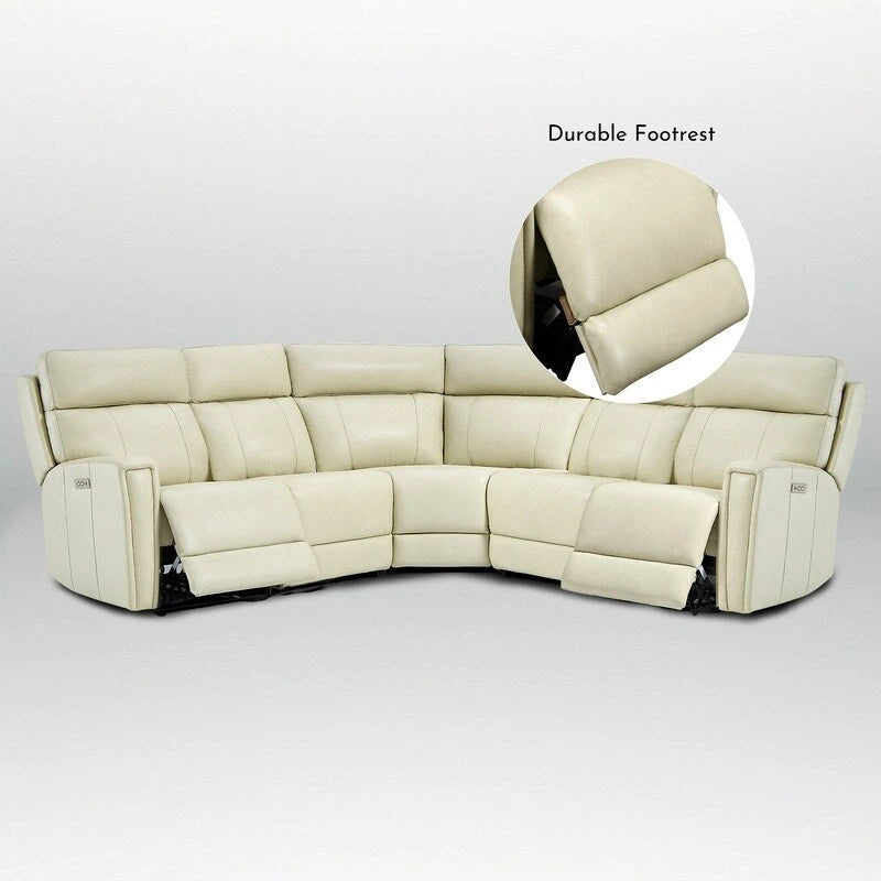 104  W 3-Color Genuine Leather Power Reclining sectional sofa With Zero Gravity, USB&USB-C Ports, 2StationaryArmlesschairs