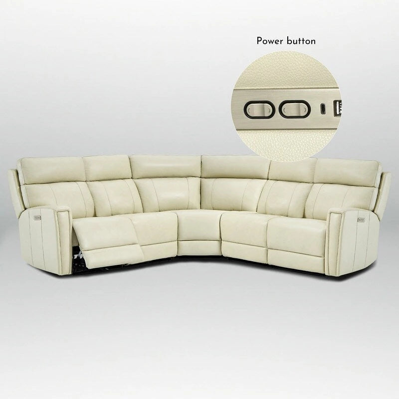 104  W 3-Color Genuine Leather Power Reclining sectional sofa With Zero Gravity, USB&USB-C Ports, 2StationaryArmlesschairs