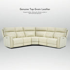 104  W 3-Color Genuine Leather Power Reclining sectional sofa With Zero Gravity, USB&USB-C Ports, 2StationaryArmlesschairs