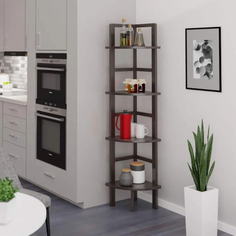 4 Tier Narrow Tall Storage Corner Shelf Rack - 63.5 - Coffee Brown