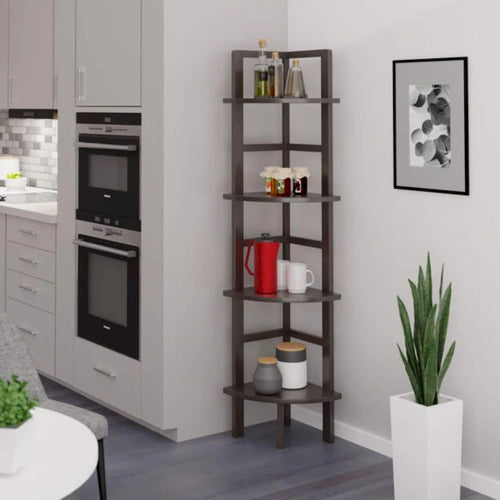 4 Tier Narrow Tall Storage Corner Shelf Rack - 63.5 - Coffee Brown