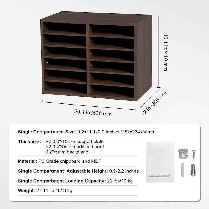 12 Compartments Office Literature Organizers with Adjustable and Removable Shelves Perfect Addition to Any Space