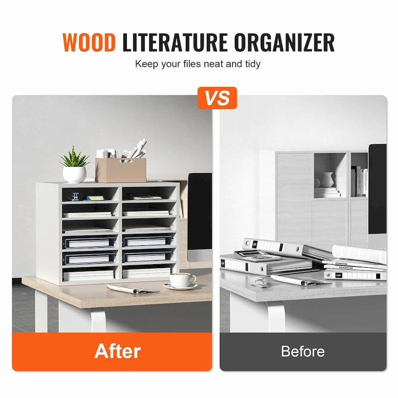 12 Compartments Office Literature Organizers with Adjustable and Removable Shelves Perfect Addition to Any Space