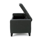 Storage Ottoman Bench, Dark Gray Fabric, Tufted Top, 51 Inch