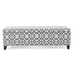 Flash Storage Ottoman Bench, Light Gray Geometric Print Fabric 51 Inch
