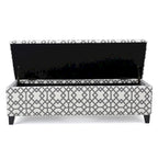 Flash Storage Ottoman Bench, Light Gray Geometric Print Fabric 51 Inch