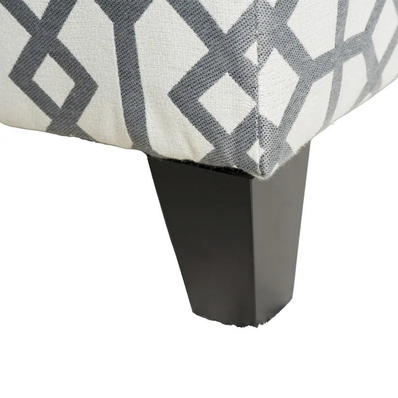 Flash Storage Ottoman Bench, Light Gray Geometric Print Fabric 51 Inch