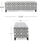 Flash Storage Ottoman Bench, Light Gray Geometric Print Fabric 51 Inch