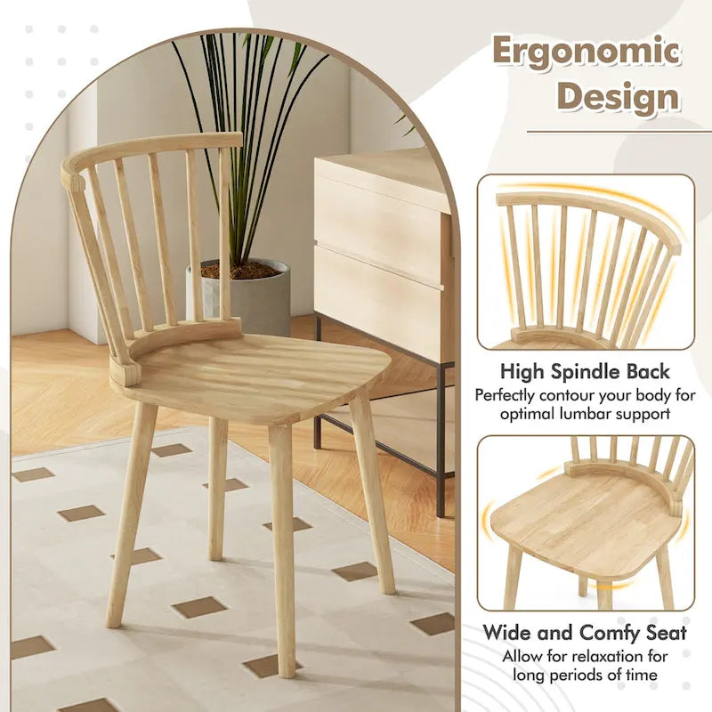 Gymax 4 PCS Dining Chair Windsor High Spindle Back Wood Kitchen Chairs
