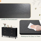 EROMMY Fluted Dresser 6 Drawer Mid Century Modern Dresser Wide Chest of Drawers with Metal Handles for Bedroom Living Room