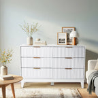 EROMMY Fluted Dresser 6 Drawer Mid Century Modern Dresser Wide Chest of Drawers with Metal Handles for Bedroom Living Room