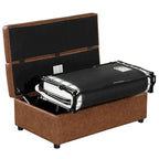 Roomfitters Twin Size Folding Ottoman Sleeper Bed with Mattress, Compact Convertible Guest Bed for Living Room