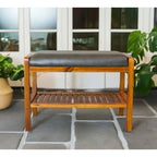 Solid Acacia Wood Padded Bench