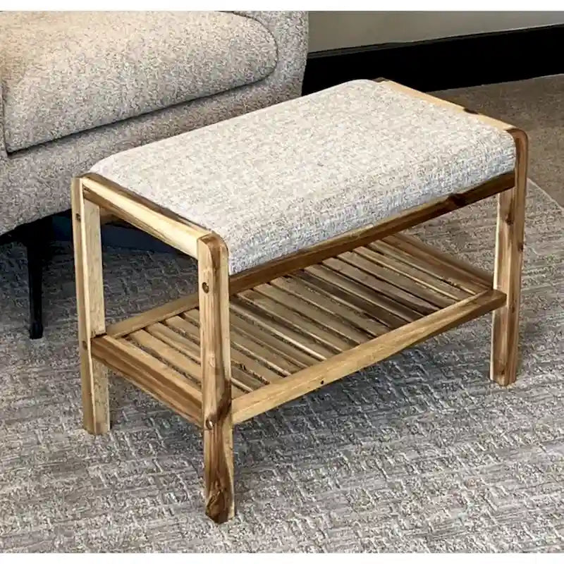Solid Acacia Wood Padded Bench