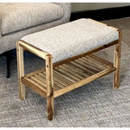 Solid Acacia Wood Padded Bench