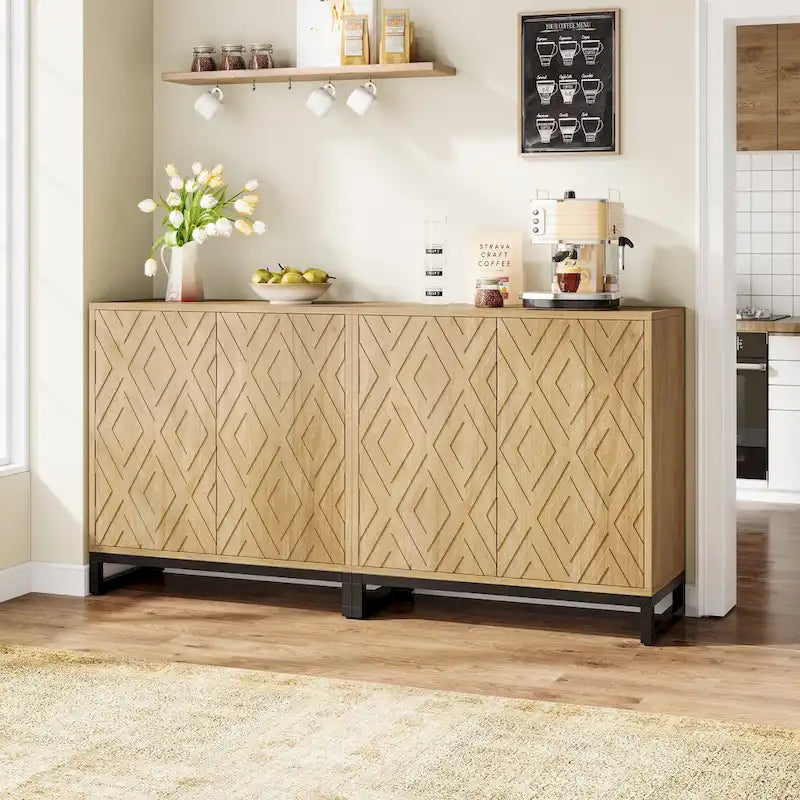 57.5  Inches Farmhouse Sideboard Buffet Cabinet with Doors for Kitchen