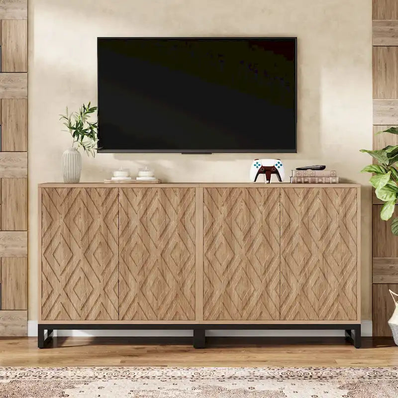 57.5  Inches Farmhouse Sideboard Buffet Cabinet with Doors for Kitchen