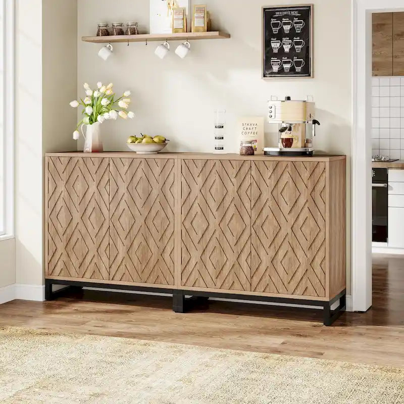 57.5  Inches Farmhouse Sideboard Buffet Cabinet with Doors for Kitchen