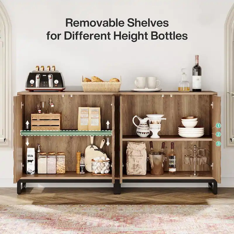 57.5  Inches Farmhouse Sideboard Buffet Cabinet with Doors for Kitchen