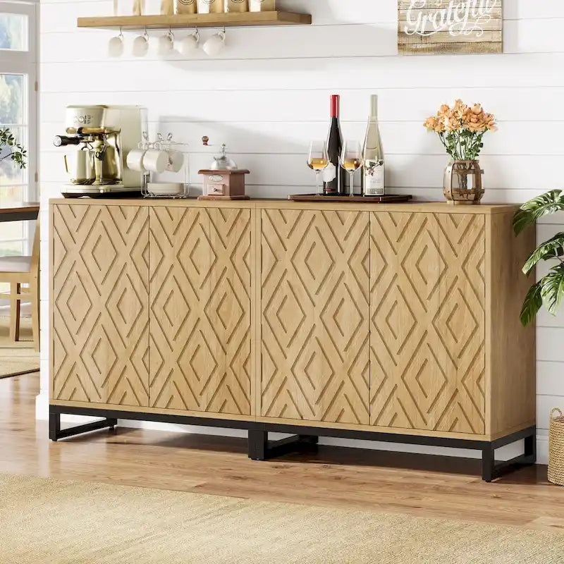 57.5  Inches Farmhouse Sideboard Buffet Cabinet with Doors for Kitchen
