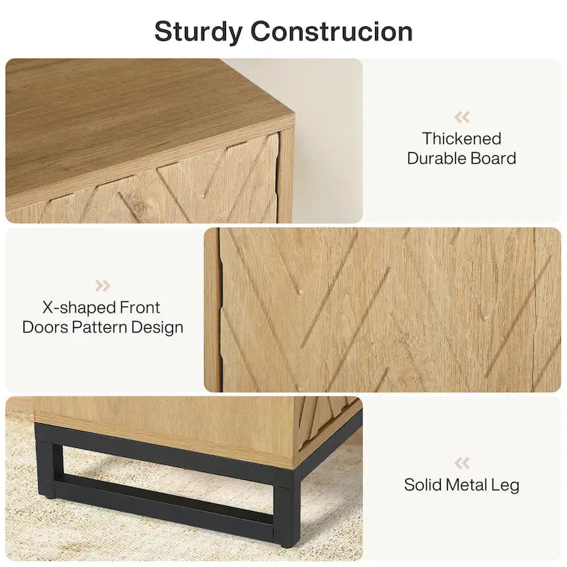 57.5  Inches Farmhouse Sideboard Buffet Cabinet with Doors for Kitchen