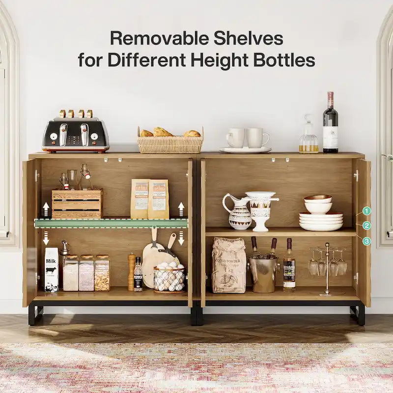 57.5  Inches Farmhouse Sideboard Buffet Cabinet with Doors for Kitchen
