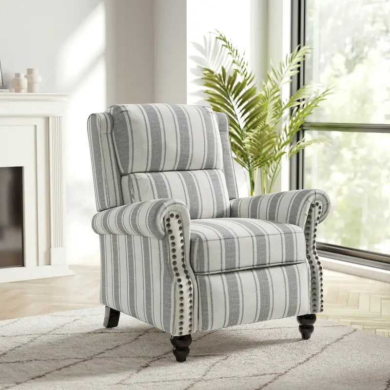 Nail-head Padded Seat Pushback Recliner Chair