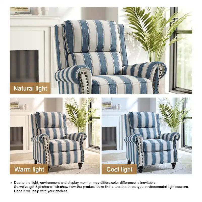 Nail-head Padded Seat Pushback Recliner Chair