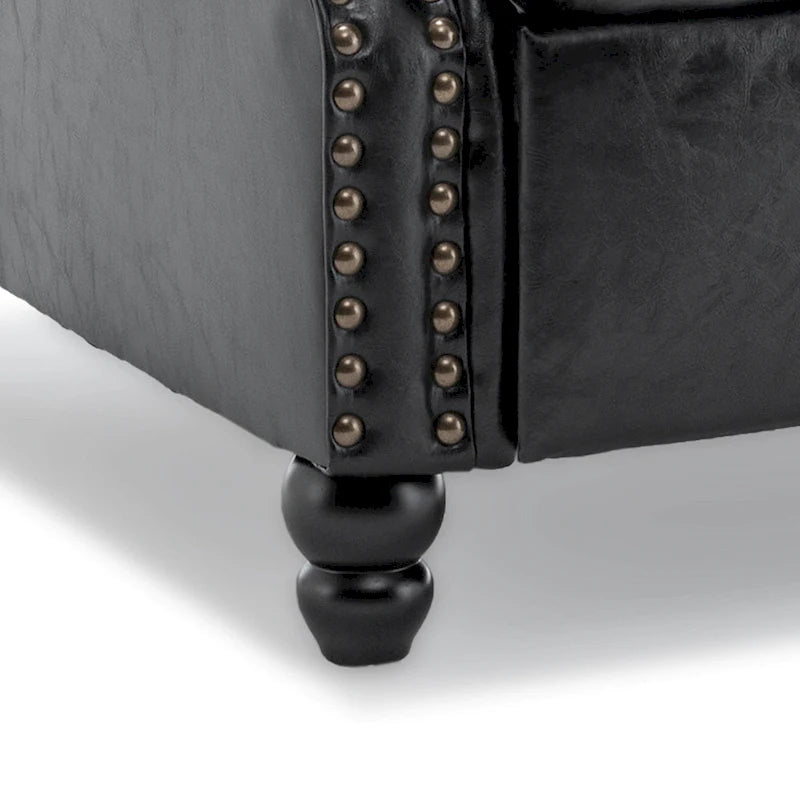 Nail-head Padded Seat Pushback Recliner Chair