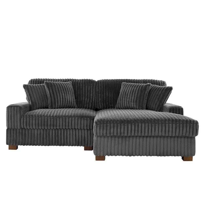 Upholstered Chenille Velvet L Shaped Couch Modular Sofa With Chaise Lounge