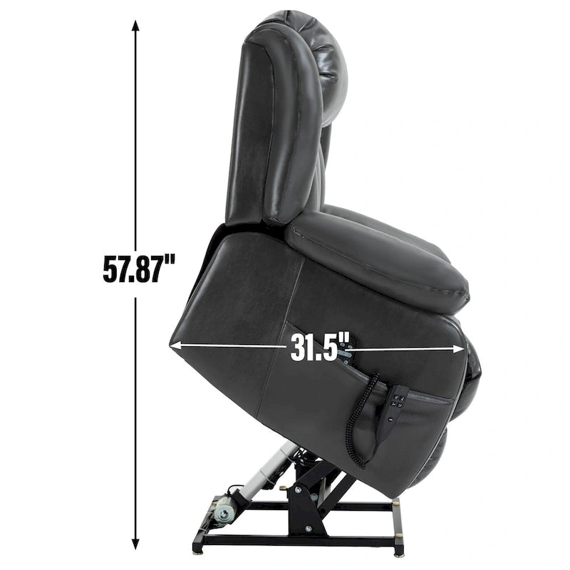 Faux Leather Dual Motor Power Lift Recliner Chair for Elderly, Lazy Boy Single Massage Sofa w/8-Point Vibration & Lumbar Heating