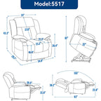 Lazy Boy Chenille Power Lift Recliner Chair, Modern Lving Room Single Massage Sofa Chair w/Lumbar Heating, USB and Type-C Ports