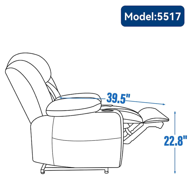 Lazy Boy Chenille Power Lift Recliner Chair, Modern Lving Room Single Massage Sofa Chair w/Lumbar Heating, USB and Type-C Ports