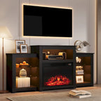 32  H TV Stand with Fireplace for TVs up to 80  - Remote Control, Energy-Efficient Heater, 16-Color Light Strip