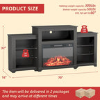 32  H TV Stand with Fireplace for TVs up to 80  - Remote Control, Energy-Efficient Heater, 16-Color Light Strip