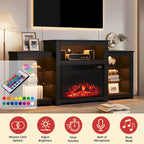 32  H TV Stand with Fireplace for TVs up to 80  - Remote Control, Energy-Efficient Heater, 16-Color Light Strip