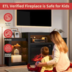 32  H TV Stand with Fireplace for TVs up to 80  - Remote Control, Energy-Efficient Heater, 16-Color Light Strip